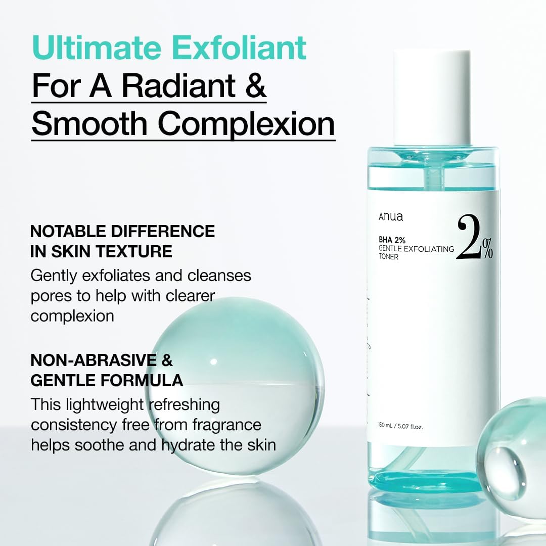 ANUA BHA 2% Gentle Exfoliating Toner, Mild Facial Exfoliant, Salicylic Acid for Pores and Sebum, Teatree Extract, Hyaluronic Acid, Ceramides (150ml / 5.07 fl.oz.)-FemmiqueWomen