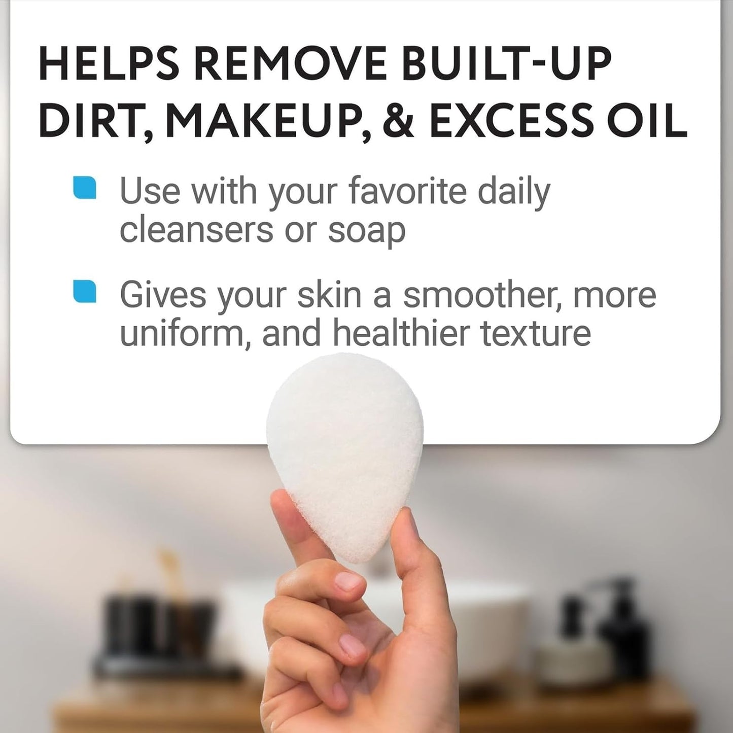 IMPRESA 10 Pack Facial Sponge for Daily Deep Cleansing - Regular Buff Style Exfoliating Pads for Removing Dead Skin, Dirt & Makeup - Normal to Oily - Made in The USA - Reusable Puf - White-FemmiqueWomen