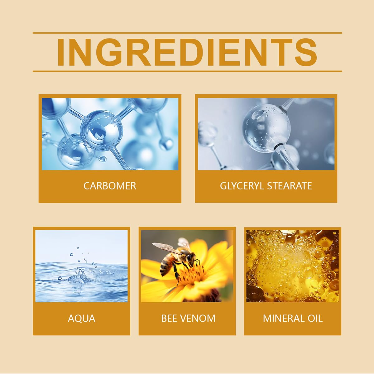 Bee Venom Moisturiser Cream Wrinkle Removal & Firming, Anti-Aging Eye & Face Bee Venom Skin Treatment Cream (1 Pack, 0.71Oz)-FemmiqueWomen