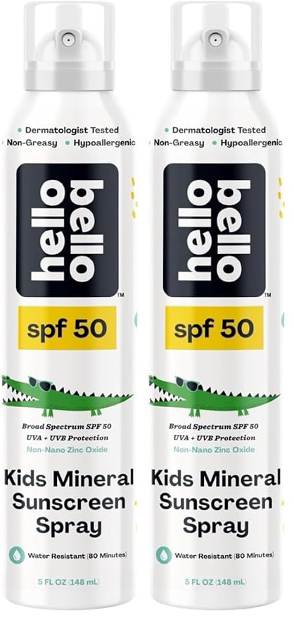 Hello Bello SPF 50 Mineral Sunscreen Spray - Hypoallergenic Broad Spectrum UVA + UVB Protection - Reef Friendly & Water Resistant - 5 oz (Pack of 2)-FemmiqueWomen