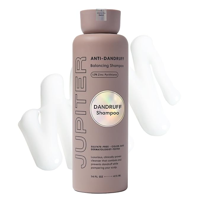 Jupiter Anti Dandruff Shampoo, for Women & Men, Physician-Formulated for Flaky, Itchy, Oily, Dry Scalp, Vegan, Sulfate-Free, Color-Safe, & Paraben-Free, Anti-Dandruff Shampoo with Zinc, 14 fl oz-FemmiqueWomen