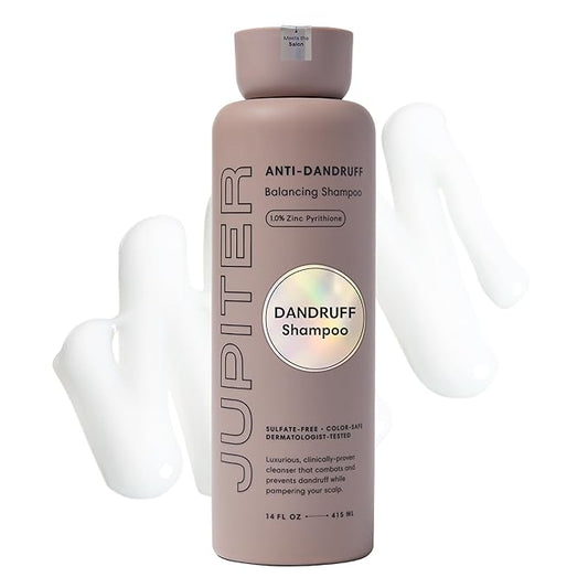 Jupiter Anti Dandruff Shampoo, for Women & Men, Physician-Formulated for Flaky, Itchy, Oily, Dry Scalp, Vegan, Sulfate-Free, Color-Safe, & Paraben-Free, Anti-Dandruff Shampoo with Zinc, 14 fl oz-FemmiqueWomen