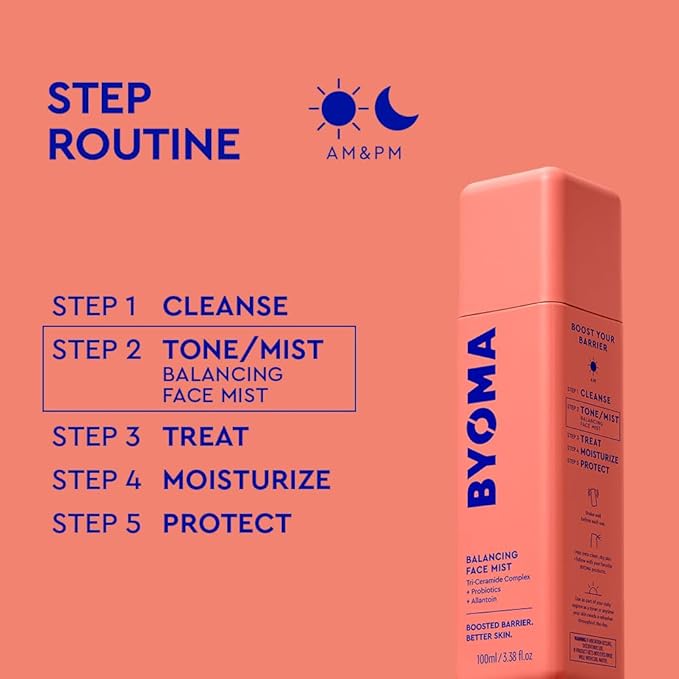 BYOMA Balancing Face Mist - pH Balanced Face Toner with Ceramides, Probiotics & Allantoin - Alcohol Free Toner Spray - Balance, Soothe & Refresh Throughout The Day - 3.38 fl. oz-FemmiqueWomen
