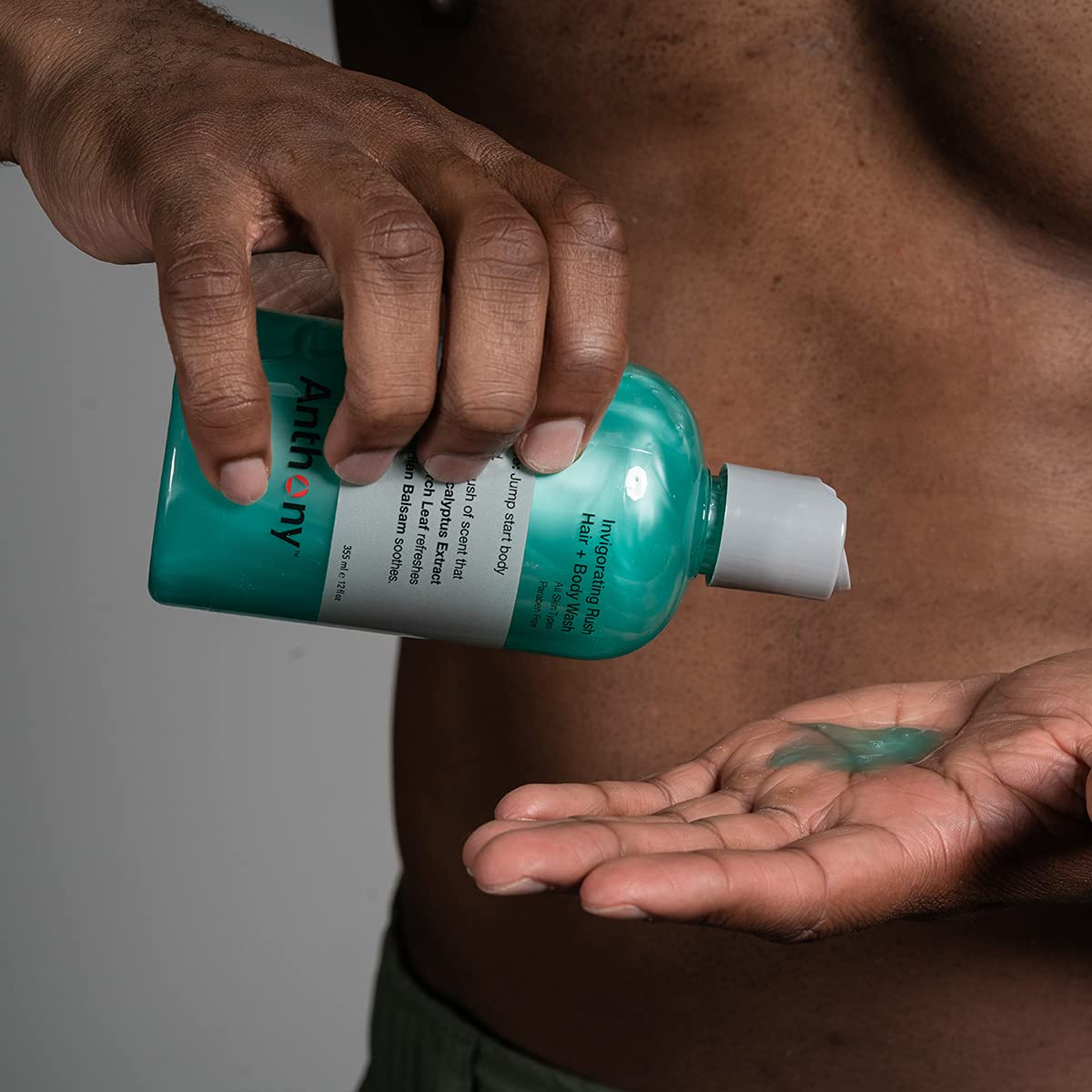 Anthony Mens Body Wash and Shampoo: Invigorating Rush 2-In-1 Liquid Gel Soap & Hair Shampoo, Pine Wood Scent, Hydrating with Eucalyptus, Canadian Balsam, Birch Leaf, Charcoal, Sea Kelp, 12 Fl. Oz-FemmiqueWomen