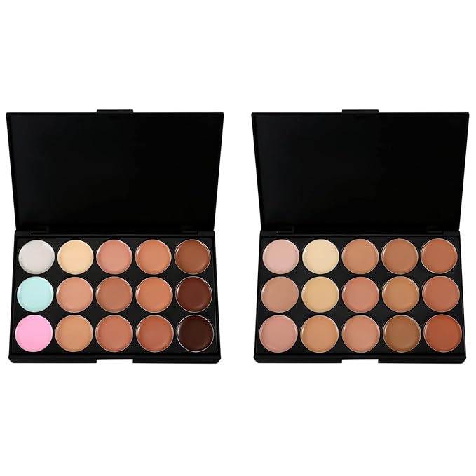 15 Colors Cream Foundation & Contour Palette, Professional Makeup Set, Multifunctional Concealer, Natural Finish, Full Coverage, All Skin Types, Unisex, Includes Storage Bag-FemmiqueWomen