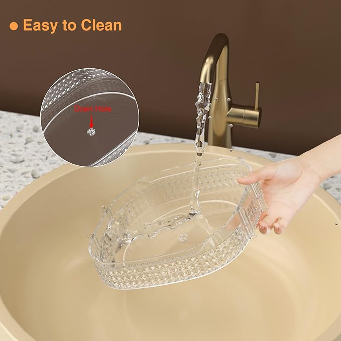 Awenia Rotating Makeup Organizer 360, Stackable Adjustable Large Capacity Cosmetic Storage Unit,Dresser Bathroom Kitchen Countertop Organizer with Metal Handle, Plus Size (Clear, 3 Tier)-FemmiqueWomen