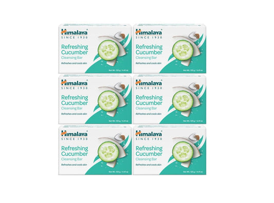 Himalaya Refreshing Cucumber Cleansing Bar, Face and Body Soap for Soft Skin, 4.41 oz, 6 Pack-FemmiqueWomen