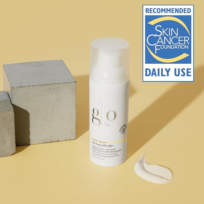 Glo Skin Beauty Oil Free SPF 40+ Hyaluronic Acid Infused All Mineral Sunscreen - Protect Against Sun Damage & Aging Environmental Skin Stressors - Weightless, Invisible Finish-FemmiqueWomen