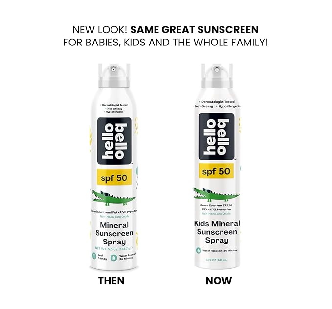 Hello Bello SPF 50 Kids Mineral Sunscreen Spray, Hypoallergenic Broad Spectrum UVA and UVB Protection, Reef Friendly and Water Resistant, 5 oz-FemmiqueWomen