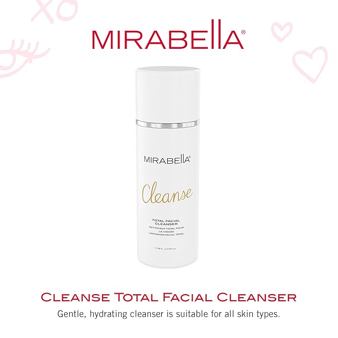 Mirabella Cleanse Total Facial Cleanser - Hydrating Gentle Cream Cleanser for All Skin Types - Face Cleanser & Makeup Remover - Face wash for Sensitive Skin & Oily Skin Formula-FemmiqueWomen