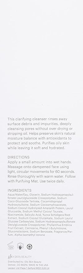 Glo Skin Beauty Purifying Gel Cleanser - Salicylic Acid + Niacinamide Face Wash Balances Skin, Targets Clogged Pores, Excess Oil & Breakouts - Gently Exfoliates & Minimizes Appearance of Fine Lines-FemmiqueWomen