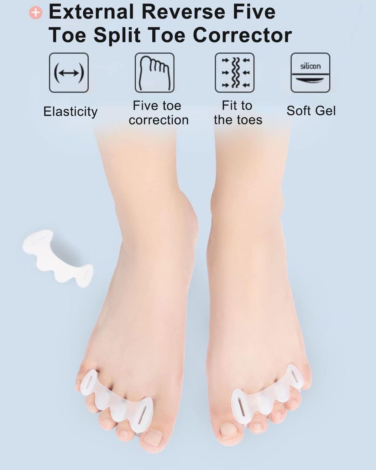 2Pairs Toe Separators Toe Spacers for Women Men to Correct Bunion, Relieve Feet Pain, Foot Alignment, Toe Straighteners for Hammertoes, Plantar Fasciitis (S, Women Shoe Size: 5-9, Men: 6-7)-FemmiqueWomen