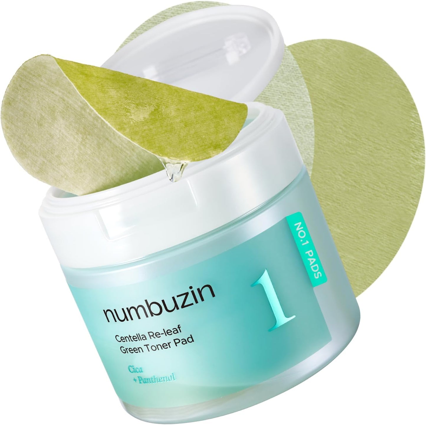 numbuzin No.1 Toner Pads | Centella Re-Leaf Green Toner Pad | Double-Sided | Centella Asiatica, Heartleaf, Licorice Root | Calming, Hydrating, Exfoliating | 70 Pads/6.42 fl. oz.-FemmiqueWomen