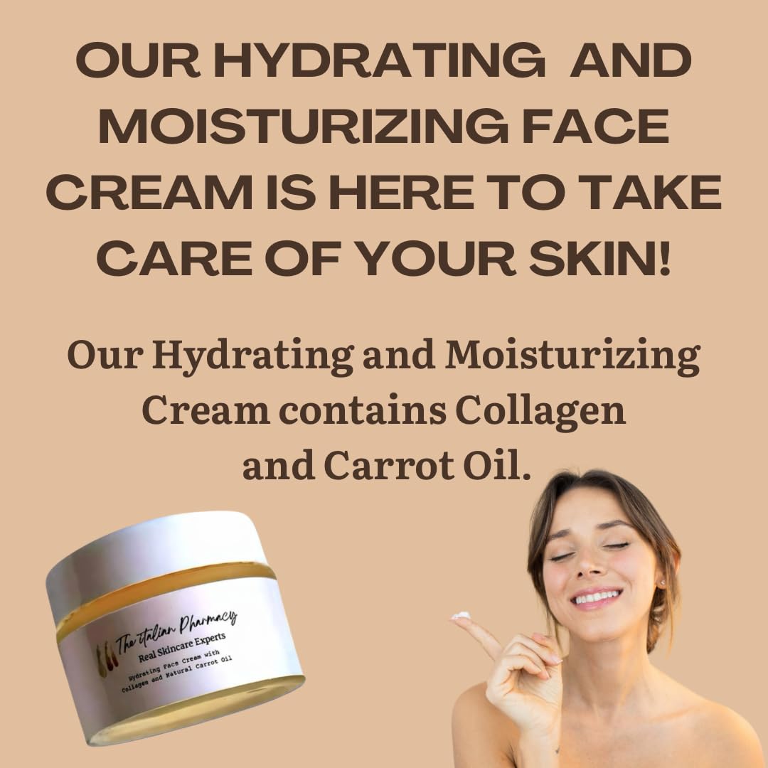 Hydrating Face Cream with Carrot Oil & Collagen – Anti-Aging Face Moisturizer for Glowing Skin – Deep Hydration & Wrinkle Reduction – Lightweight Daily Day & Night Cream-FemmiqueWomen
