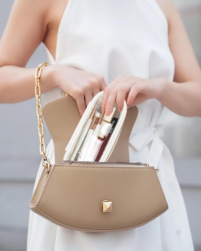 Clear Makeup Bag Small, TSA Approved Portable Toiletry Bag with Zipper Cosmetic Travel Bag Makeup Organizer Case Mini Makeup Pouch for Purse Car Organizer Bag for Women Men-FemmiqueWomen