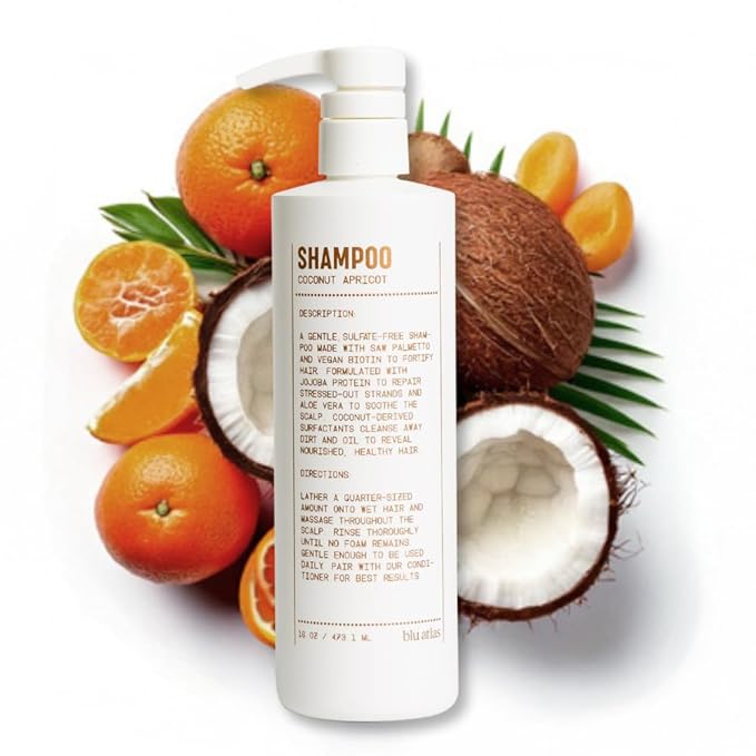 Blu Atlas Men's Natural Shampoo – Organic, Sulfate-Free, Paraben-Free – Deep Cleansing & Hydrating – Coconut Apricot Scent – Made in America – 16 oz-FemmiqueWomen