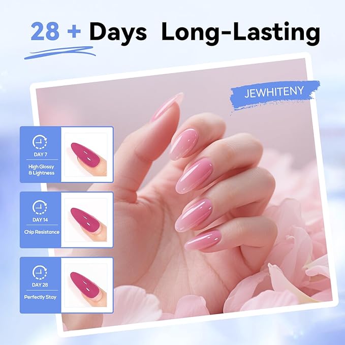 JEWHITENY 28 Colors Poly Nail Gel Set - 15ml Nude Pink Brown Black Grey Blue Yellow Tones for French Manicure DIY Nail Art Salon & Home Use Holiday Gift-FemmiqueWomen