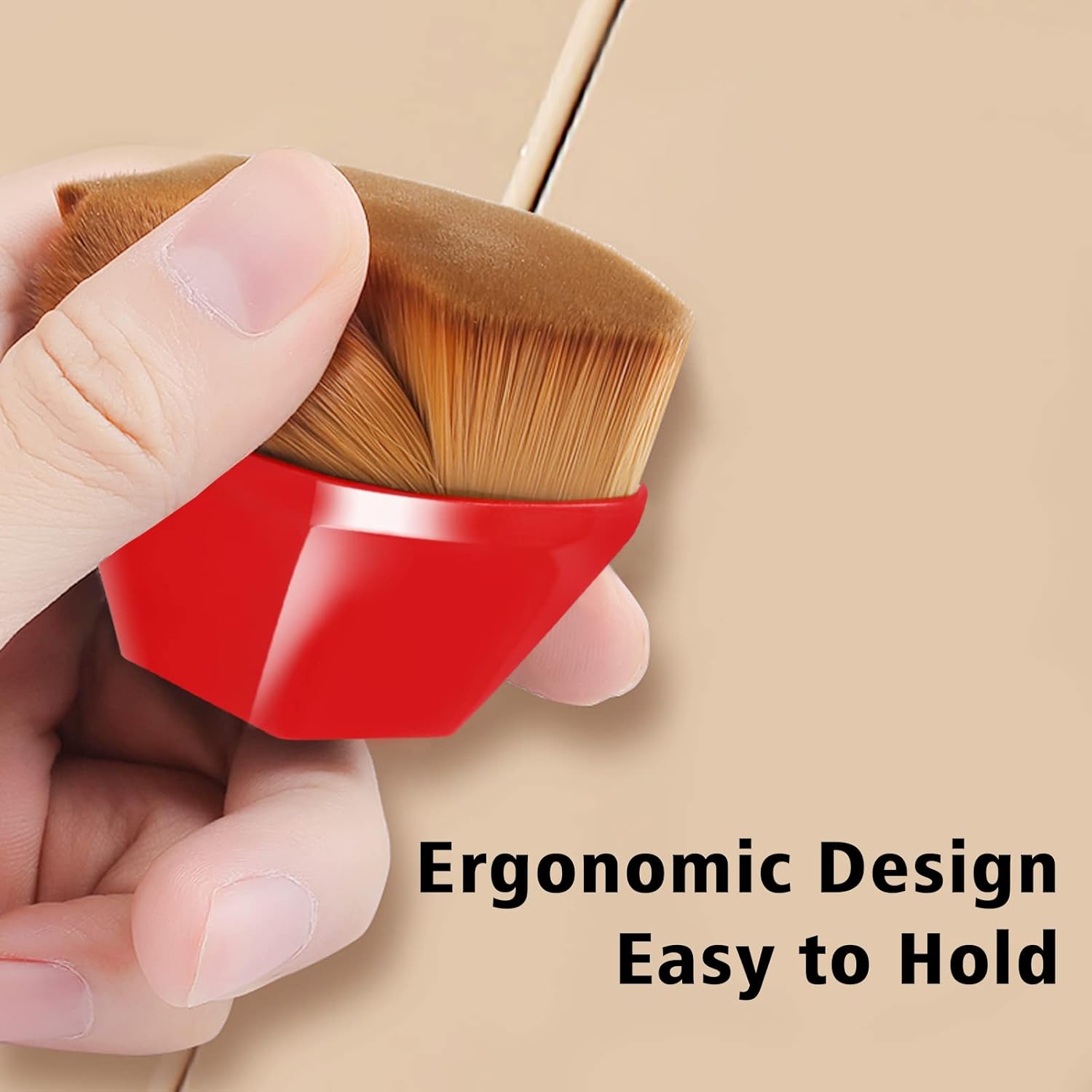 Foundation Brush, Daubigny Perfect Makeup Brush for Face Blush Liquid Powder Foundation Brush for Blending Liquid, Cream or Flawless Powder Cosmetics with Protective Case (Red)-FemmiqueWomen