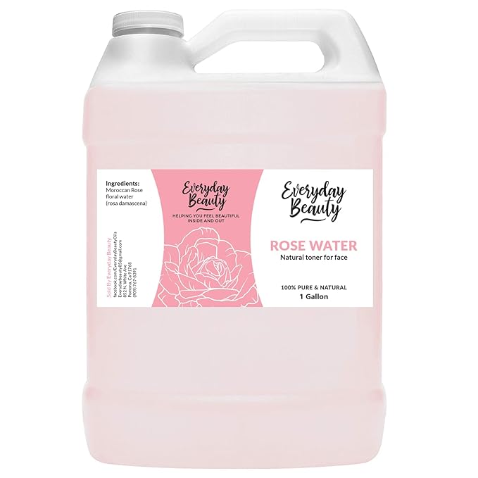 Rose Water Facial Toner Bulk - 1 Gallon Alcohol-Free Vegan All Natural Refreshing for Face and Hair - Uplifts, Calming & Soothing for All Skin Types-FemmiqueWomen