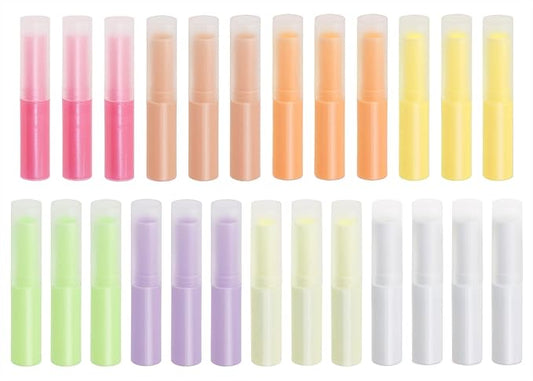 0.14oz Empty Flavored Lip Balm Container Tubes Plastic Homemade Moisturizing Lip Stick with Caps Bulk Fit for Women Adult DIY Making Supplies, 25 Count (Multicolor)-FemmiqueWomen