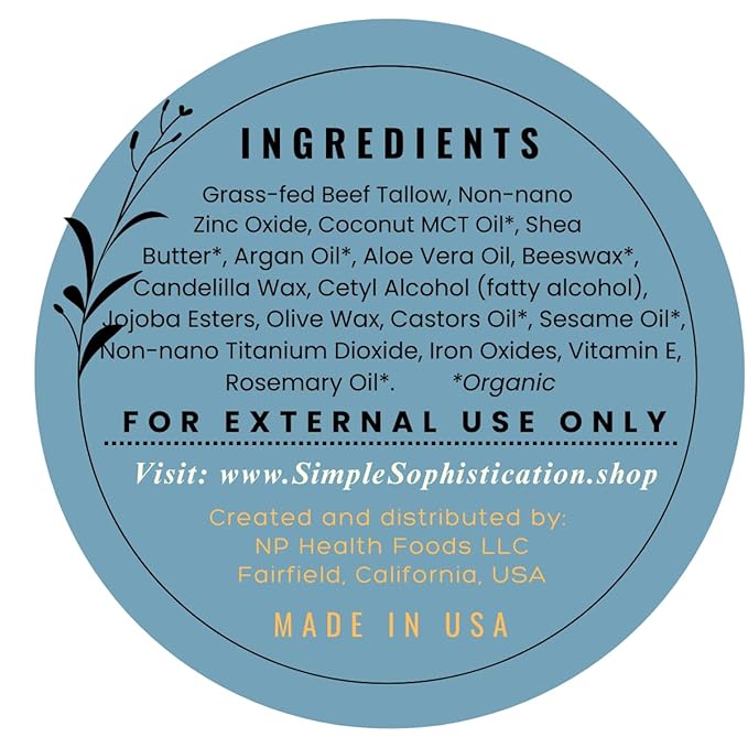 Tallow Sun Balm- with grassfed beef tallow, castor oil, zinc oxide | Mineral Sunscreen | Natural, Organic | Reef Safe, Ocean Friendly | Spf 30 - suitable for sensitive skin (2 oz) (Medium)-FemmiqueWomen