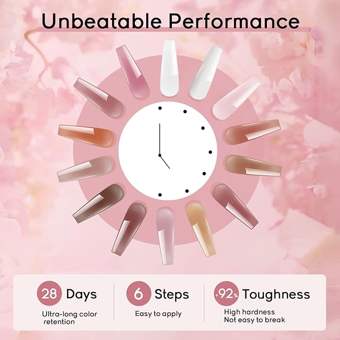 JEWHITENY 14 Colors Poly Extension Gel Nail Kit With U V Lamp Nude Pink White Brown All In One Poly Gel Starter Kit With Base Top Coat Manicure Salon Frence Nail Art DIY-FemmiqueWomen