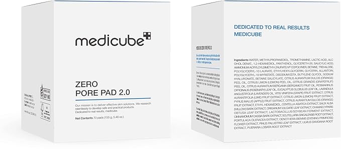 Medicube Zero Pore Pads 2.0, Dual-Textured Facial Toner Pads for Exfoliation and Pore Care with 4.5% AHA Lactic Acid & 0.45% BHA Salicylic Acid, Ideal for All Skin Types, Korean Skin Care (70 units)-FemmiqueWomen