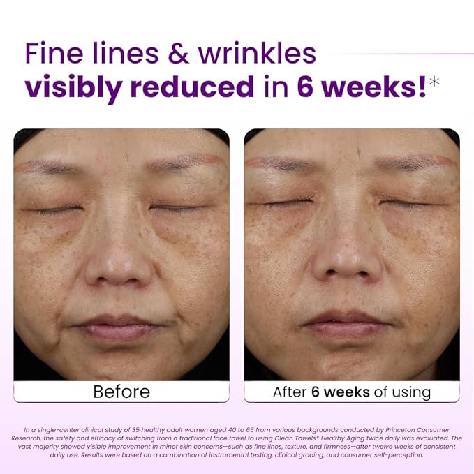 Clean Skin Club Clean Towels XL Healthy Aging™, Smooths Fine Lines Wrinkles & Texture In 6 Weeks, Treated for Extra Softness, Disposable Face Towels, Anti Aging Makeup Remover Dry Wipe (50 Ct, 1 Pack)-FemmiqueWomen