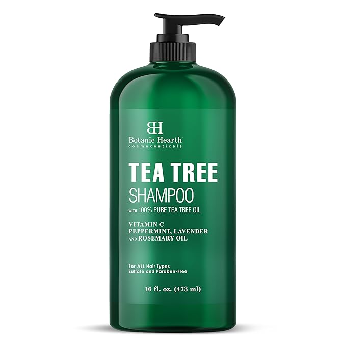 Botanic Hearth Tea Tree Shampoo, Vitamin C, Peppermint, Lavender And Rosemary Oil, Fights Dandruff And Dry Scalp, 16 Fl Oz-FemmiqueWomen