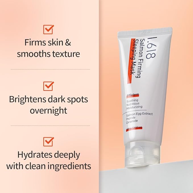 1.618 Salmon Firming Sleeping Mask with Ceramides & Hyaluronic Acid – Hydrating, Soothing, Anti-Wrinkle Overnight Face Mask for Dry & Sensitive Skin | Fragrance-Free | K-Beauty | 3.53oz-FemmiqueWomen