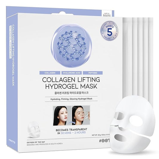 #OOTD Collagen, Hyaluronic Acid & Peptides for Elasticity, Hydration, and Firming. Lifting Hydrogel Sheet Mask - Face Mask (5pcs)-FemmiqueWomen