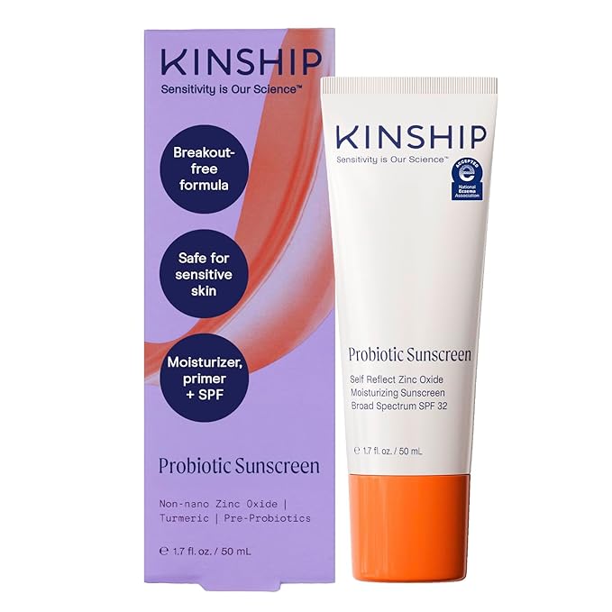Kinship Zinc Oxide Mineral Sunscreen for Face Self Reflect SPF 32 | Vegan, Reef Safe, Non Toxic Eczema Sunscreen for Sensitive Skin | Sunblock Face Moisturizer with SPF (1.75 oz)-FemmiqueWomen