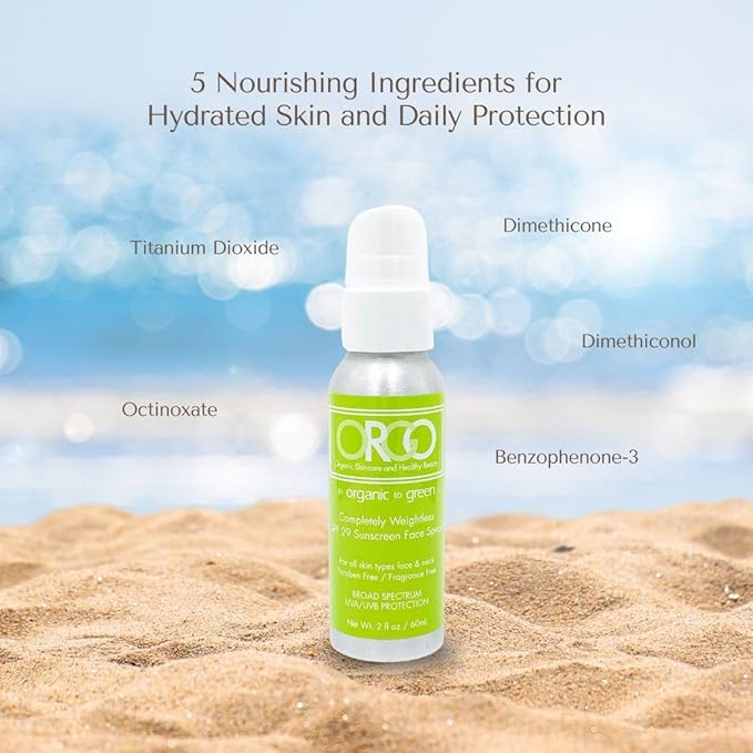 Organic To Green Completely Weightless Face Sunscreen Spray | Award-Winning Lightweight Organic Sunscreen | 29 SPF | 2 oz-FemmiqueWomen