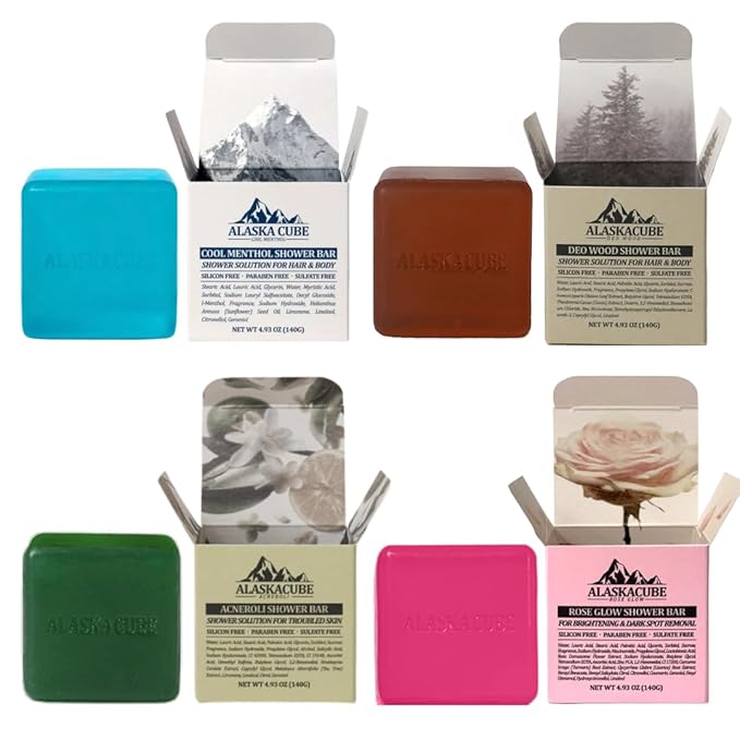 Luxury Shower Bar (Pack of 4) Perfumed Body Soap with Long-Lasting Fragrance Softens & Hydrates Skin Long Lasting Scent Rich Foam Bundle Value Set Body Wash Shampoo Deodorant-FemmiqueWomen