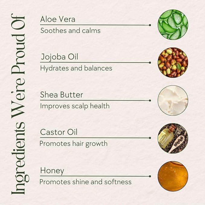 Natural Shampoo for Hair Care, Sulfate Free Shampoo with Castor Oil, Honey, Biotin, Glycerin, Aloe Vera & Mild Thickening Agent, Unscented, Dry to Color Treated to All Hair, 13.5 fl oz-FemmiqueWomen