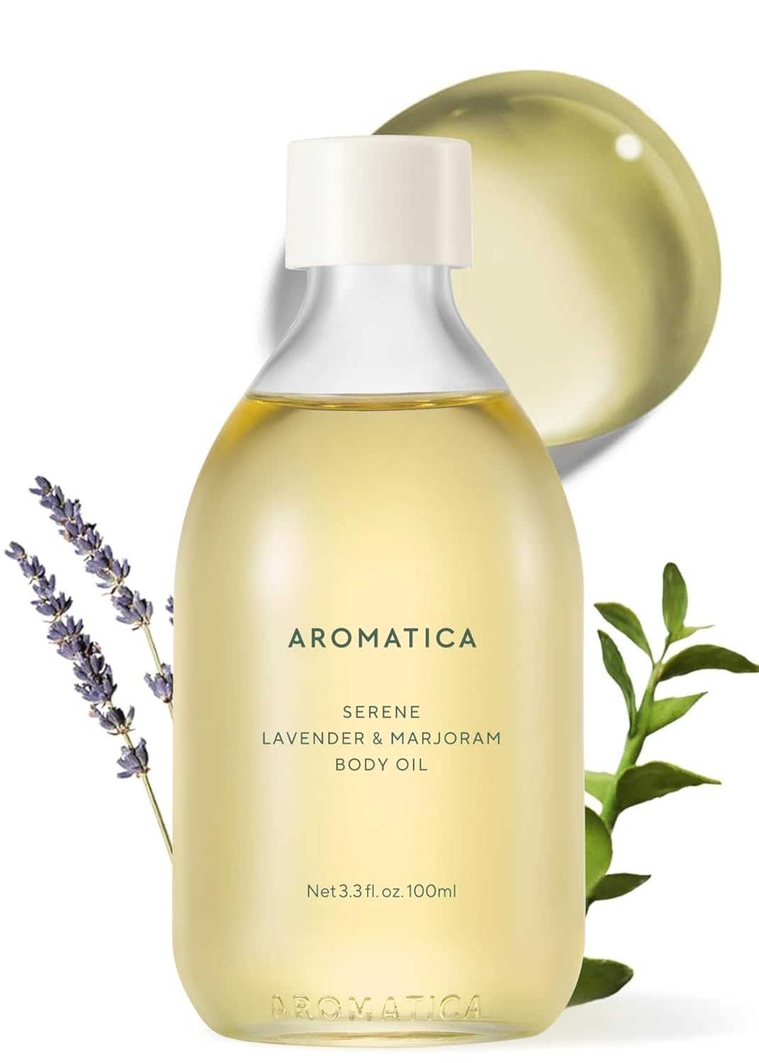 AROMATICA Serene Body Oil Lavender & Marjoram Essential Oil, Aromatherapy Oil, Scented Body Oil, After Shower Natural Oil for Women, Non-Greasy Body Serum, Body Moisturizer for Dry Skin (3.38 fl. oz)-FemmiqueWomen