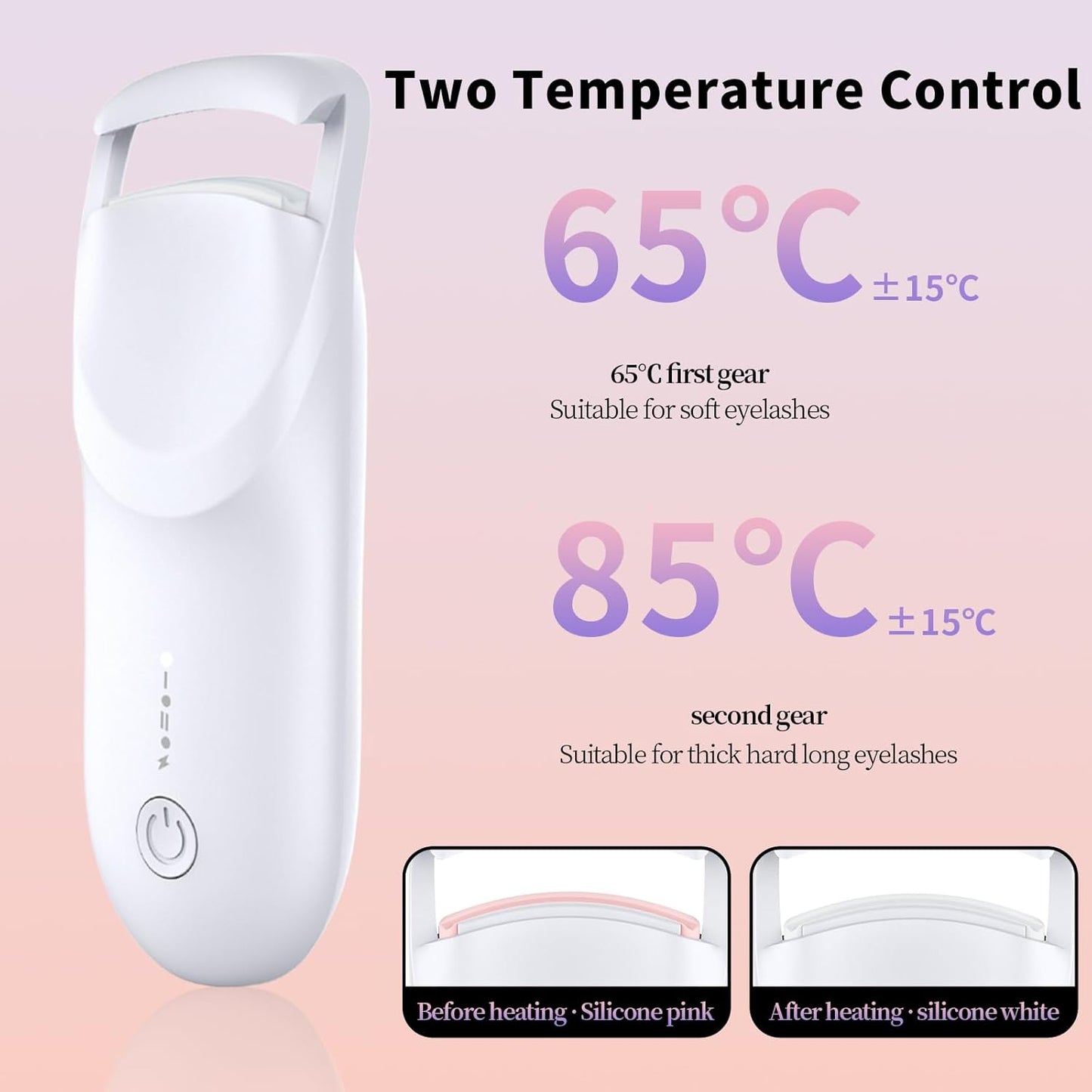 Heated Eyelash Curler with LED Display, Rechargeable Lash Curler with Adjustable Temperature, Auto-Off, Natural & Long-Lasting Curl-FemmiqueWomen