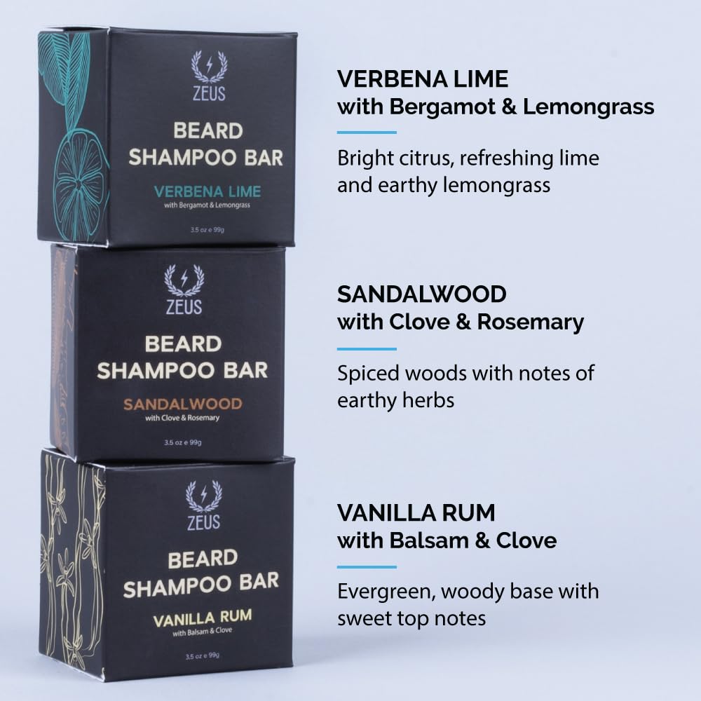 ZEUS Beard Wash Bar for Men, All-Natural Hydrating Shampoo, Skin-Clarifying Soap & Beard Care Cleanser with Natural Ingredients, Anti-Itch & Gentle on Skin (Made in USA) Vanilla Rum-FemmiqueWomen