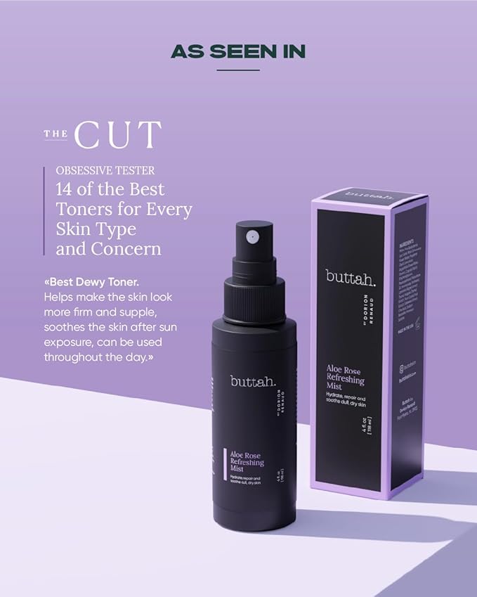 Buttah Skin by Dorion Renaud Aloe Rose Refreshing Mist 4oz - Hydrating Rose Water Face Spray - Refreshing Aloe Facial Mist - Naturally Based Skin Care for Men & Women - Black-Owned Skincare-FemmiqueWomen