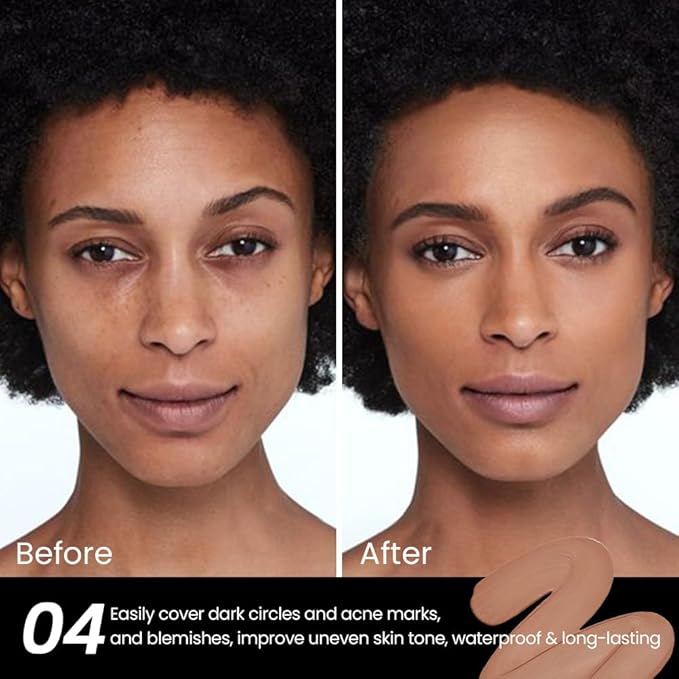 1 Pack Liquid Foundation Cream for Face Makeup,Durable Full Coverage Matte Concealer Make Up,Oil Control & Waterproof Base Primer -0.35 Fl.Oz (04#)-FemmiqueWomen