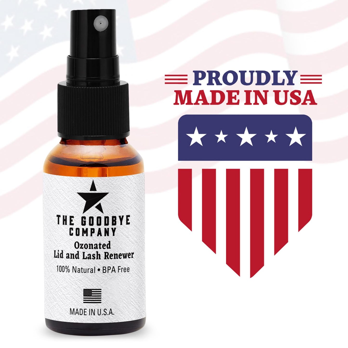 The Goodbye Company Ozonated Lid and Lash Renewer; Hypochlorous Acid Spray Eyelid & Eyelash Extension Cleanser; 100% Natural Lash Cleaning Kit; Made in USA (30 mL)-FemmiqueWomen