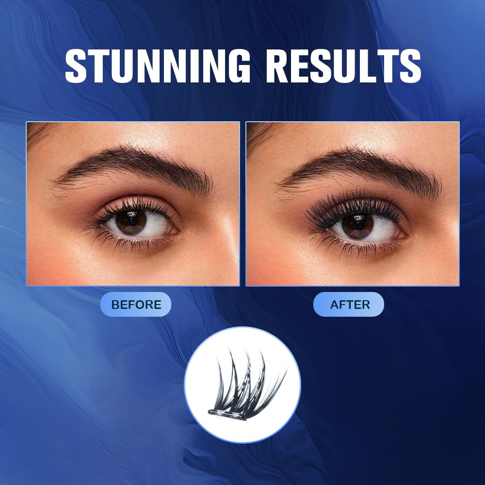 Self Adhesive Eyelashes Clusters Natural Look Wispy Press On Lash Clusters Pre Glued Eyelash Clusters Reusable No Glue Needed Lash Extensions-FemmiqueWomen