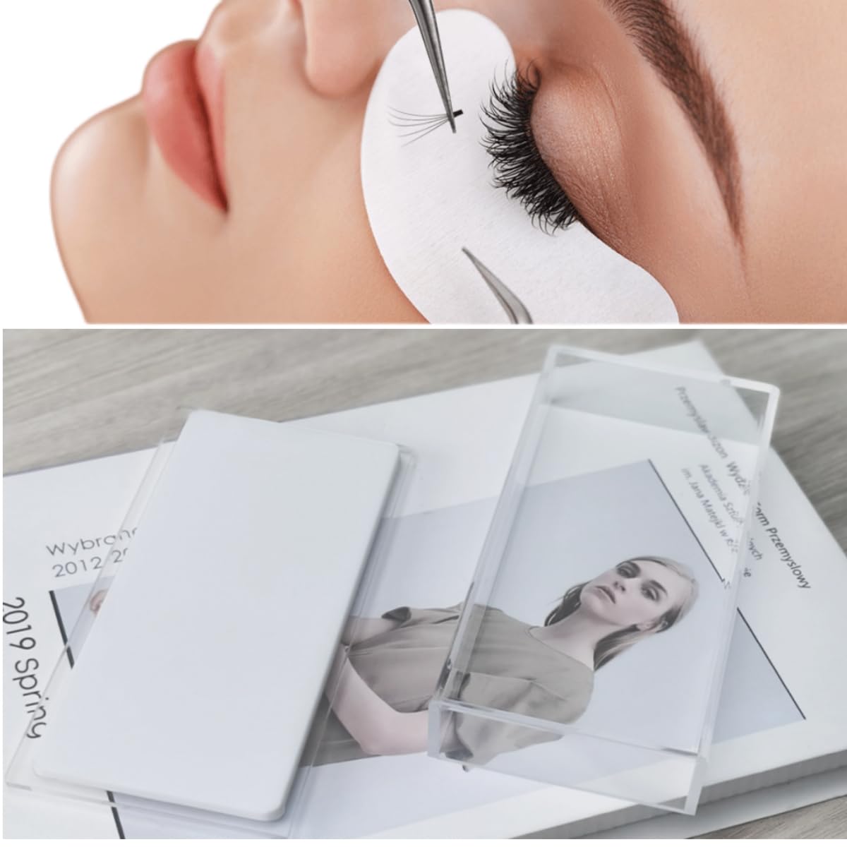 Eyelash Grafting Pallet with Cover, Dust-proof Acrylic Lash Tile holder, Eyelash Extensions Storage Gasket Pads (Transparent)-FemmiqueWomen