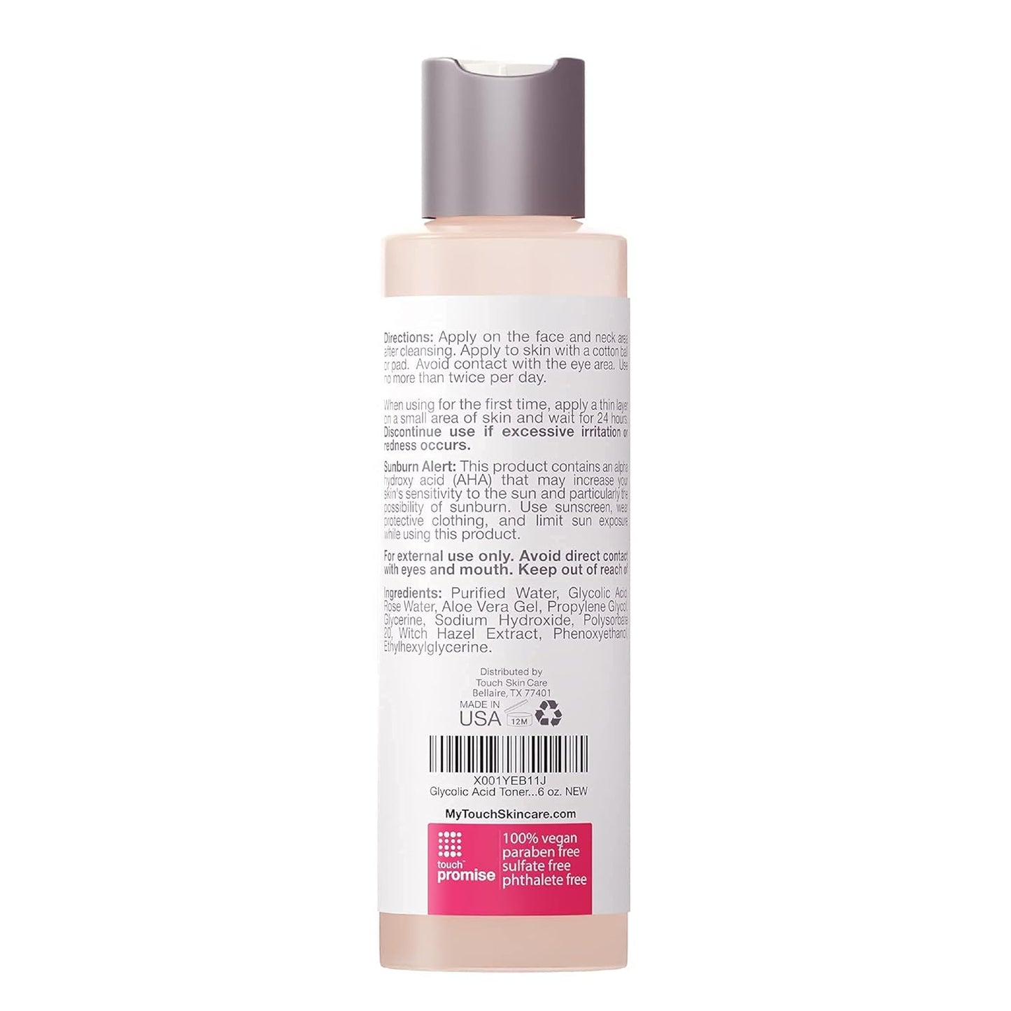 7% Glycolic Acid Toner with Rose Water, Witch Hazel, and Aloe Vera Gel – Alcohol & Oil Free Exfoliating AHA Face Toner – Improves Wrinkles, Dullness, Pores, Skin Tone & Texture, 6 oz.-FemmiqueWomen