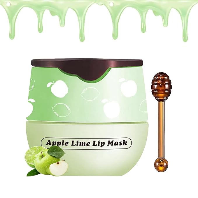 1 PCS Bee Lip Balm Honey Pot, Exfoliating Apple Bee Lip Balm Sleeping Lip Mask Overnight with Sticks, Honey Pot Lip Balm Prevention Dry Hydrating and Crack Lip Scrubs-FemmiqueWomen