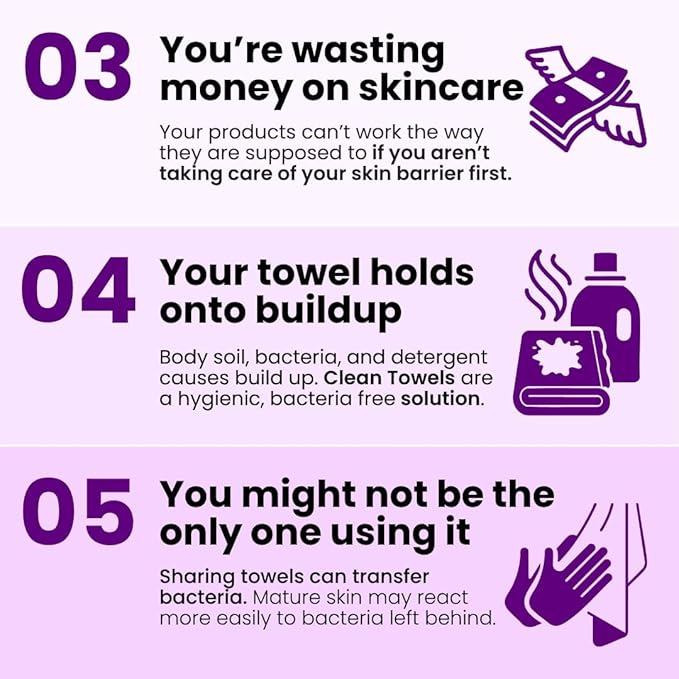 Clean Skin Club Clean Towels XL Healthy Aging™, Smooths Fine Lines Wrinkles & Texture In 6 Weeks, Treated for Extra Softness, Disposable Face Towels, Anti Aging Makeup Remover Dry Wipe (50 Ct, 1 Pack)-FemmiqueWomen