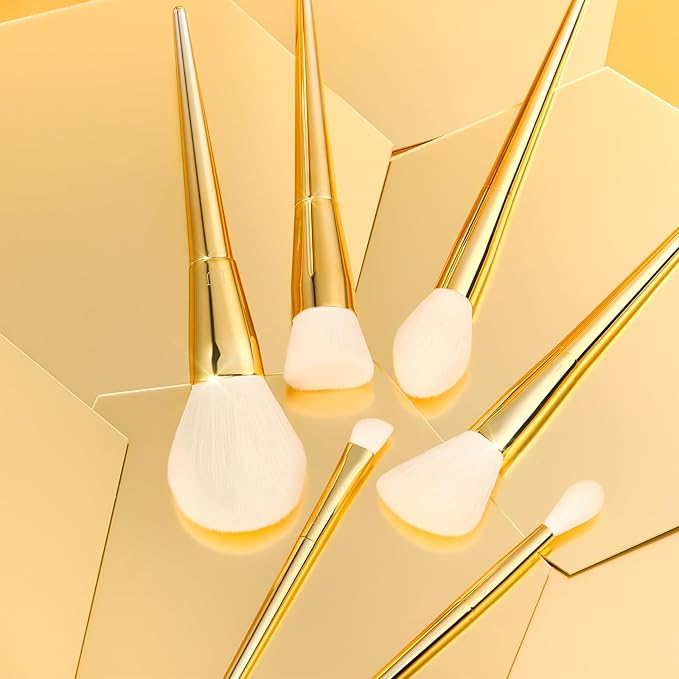 DUcare Makeup Brushes 15Pcs Makeup Brush Set with Holder Premium Synthetic Powder Foundation Contour Blush Concealer Eye Shadow Blending Liner Make Up Brush Kit gold-silver-FemmiqueWomen