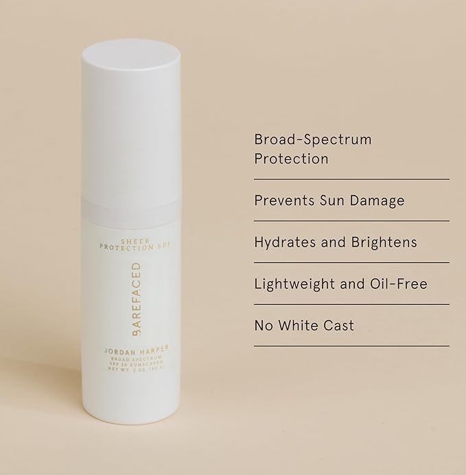 Barefaced Sheer Protection SPF 50+ – Broad-Spectrum Face Sunscreen for women with Zinc Oxide, Niacinamide & Hyaluronic Acid – Oil-Free UV Protection, Hydration & Anti-Aging with Universal Tint (60ml)-FemmiqueWomen
