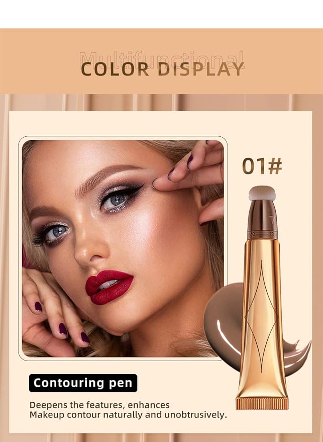 3 Color Contour Beauty Wand, Highlighter ,Blush,Face Concealer Contouring with Cushion Applicator Long Lasting & Smooth Matte Finish Liquid Illuminator Makeup Stick .(01#Contour +03#Blush+06#Highlighter)-FemmiqueWomen