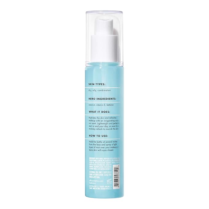e.l.f. SKIN Holy Hydration! Hydrating Coconut Mist, Refreshes, Soothes & Invigorates Skin, Tropical Scent, 2.7 Fl Oz (Pack of 1)-FemmiqueWomen